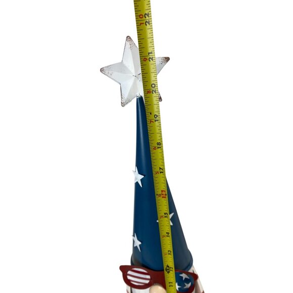 Bouncy Patriotic Metal Gnome Stars Hat & Flag Americana 4th of July Decor 22 in - Picture 7 of 8